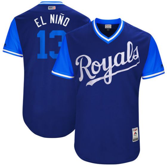 Men Kansas City Royals #13 El nino Blue New Rush Limited MLB Jerseys->kansas city royals->MLB Jersey